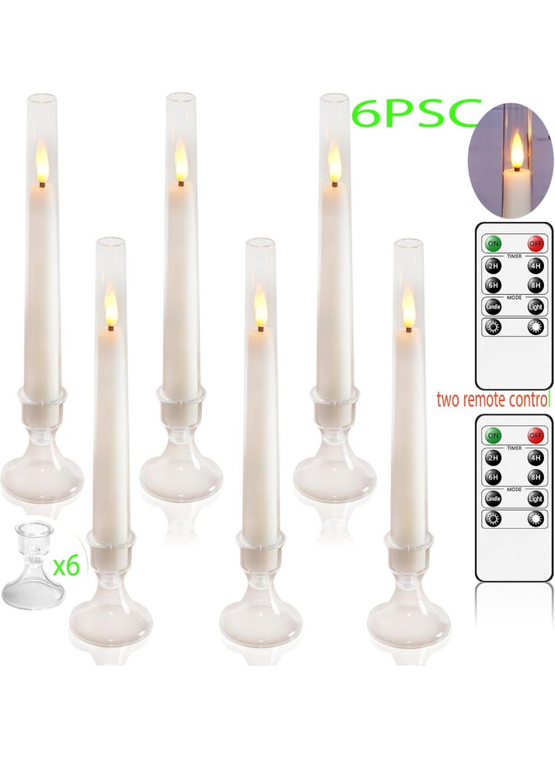 YSR VEF Flameless Taper Candles with Remote and Timer - 6 Pack LED Candles, Battery Operated, for Home, Wedding, Party (White) - Image 1